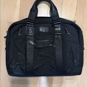 Tumi Alpha Bravo Academy brief in black nylon with leather